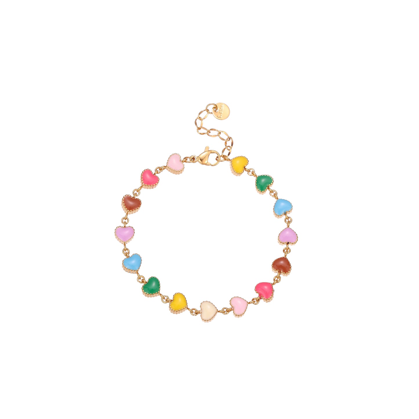 Colorful heart-shaped bead bracelet on a white background - from Aurie Jewelry bestie collection