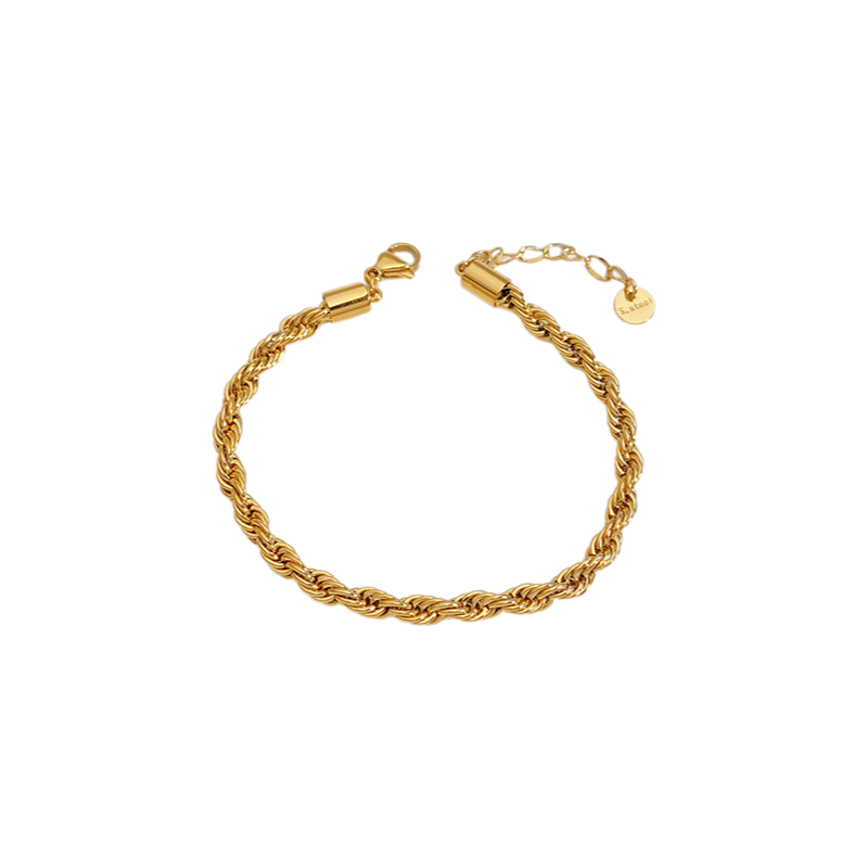Gold rope chain bracelet on a white background - from Aurie Jewelry essentials collection