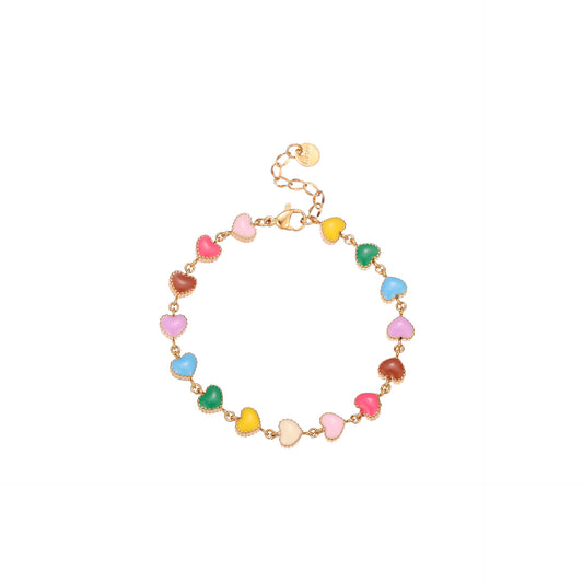 Colorful heart-shaped bead bracelet on a white background - from Aurie Jewelry bestie collection 