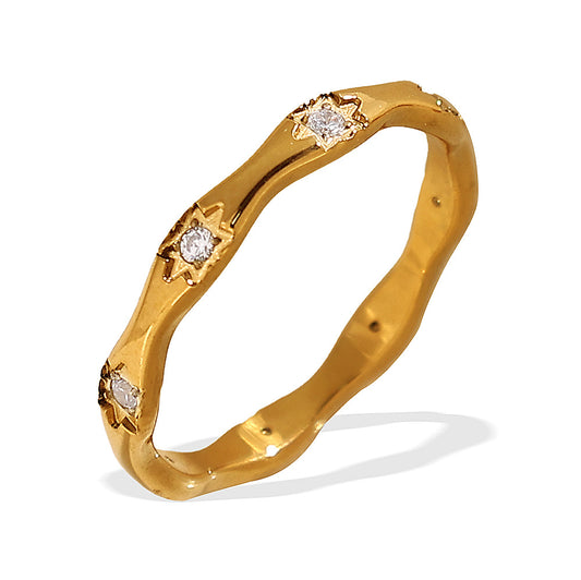 Wavy gold plated rings from Aurie Jewelry Bestie Collection. 